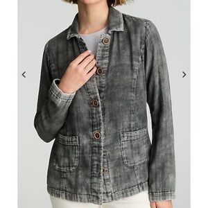 Pure Jill Washed Gray Double-Cloth Button Front Shirt Jacket Size Small Petite